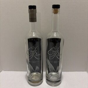 2 Eagle Rare 10 Year Bourbon 750ml Empty Bottles Buffalo Trace Kentucky Clear